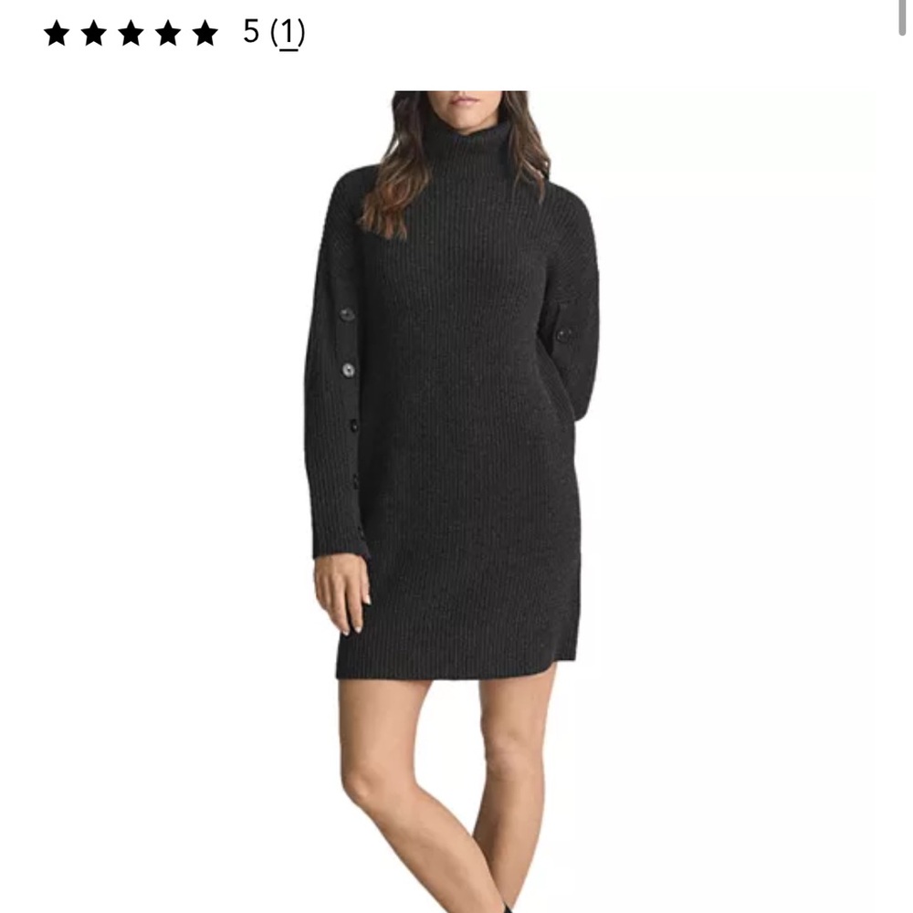 Reiss Maggie Charcoal Gray Cashmere Blend turtleneck Sweater Dress | L